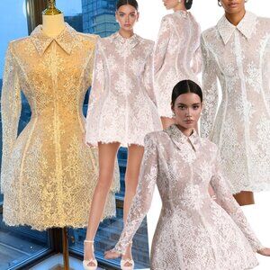 🆕 BRONX & BANCO 🧿 NWOT Adelaide White Lace Bridal Mini Dress, Sz M US 6